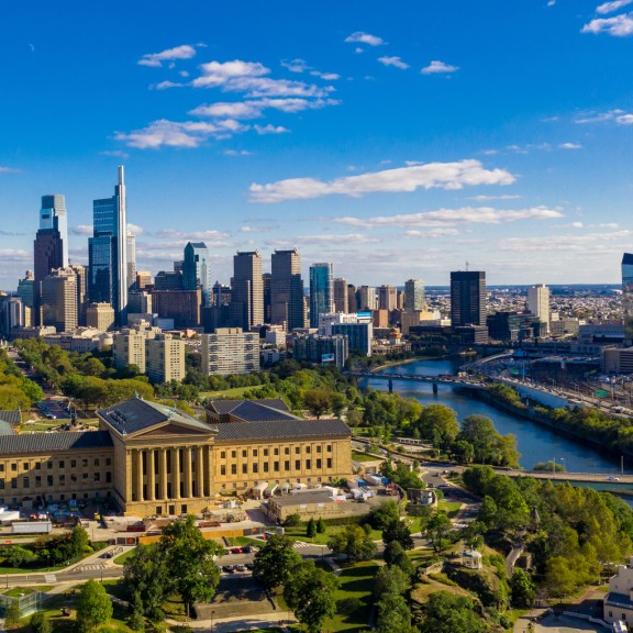 Art Museum Elevated Aerial of the City of Philadelphia