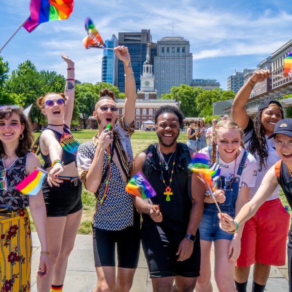 Diverse Group of Pride Parade Attendees